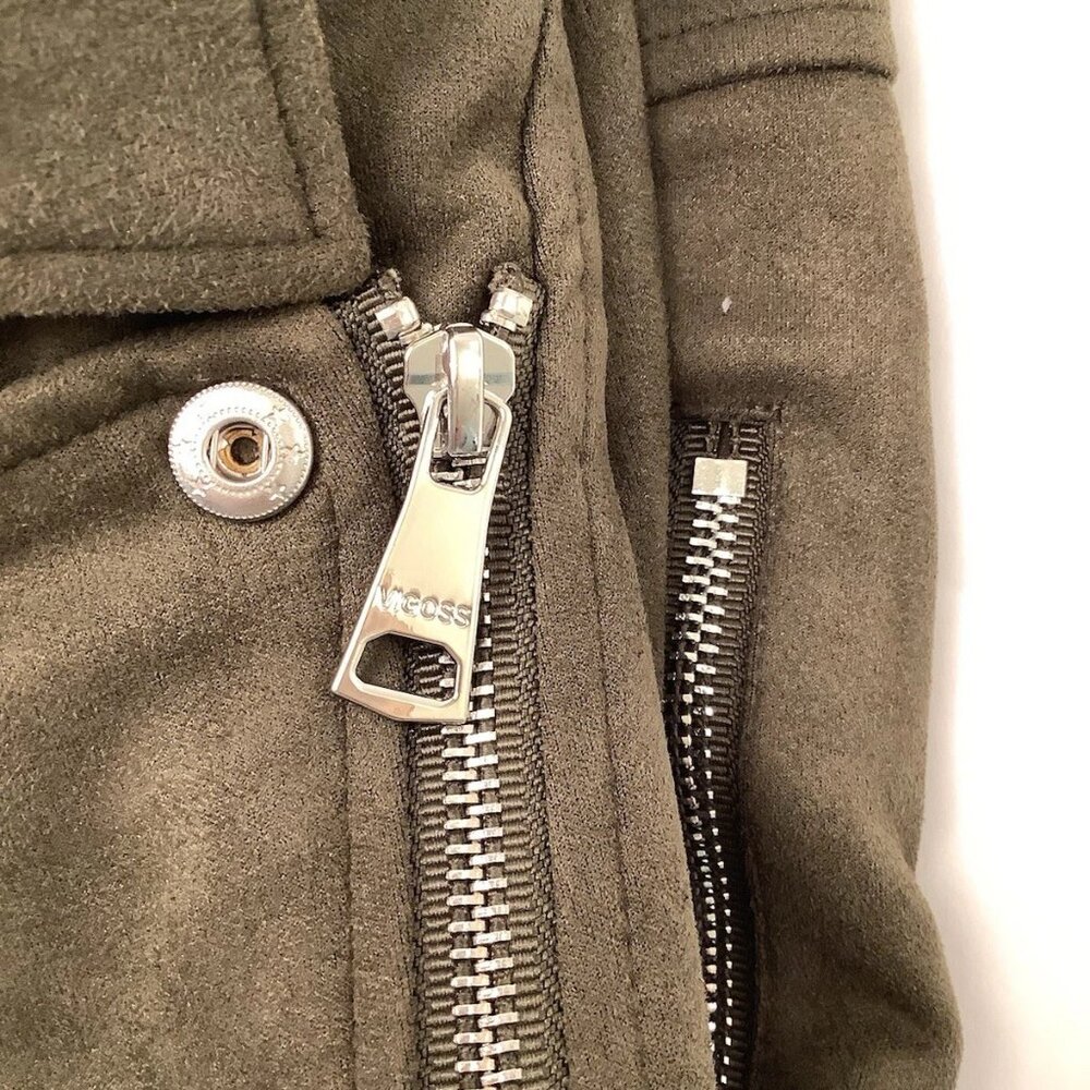 Vigoss Green Suede Moto Full Zip Asymmetrical Crop Jacket Womens Size S - Picture 3 of 10